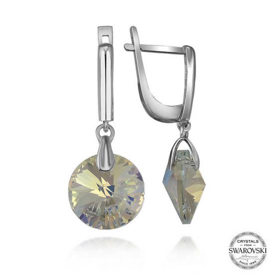 Silverlina Swarovski Crystal Taşlı Gümüş Beyaz Sallantılı Kadın Küpe