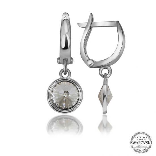 Silverlina Swarovski Crystal Taşlı Gümüş Beyaz Sallantılı Kadın Küpe