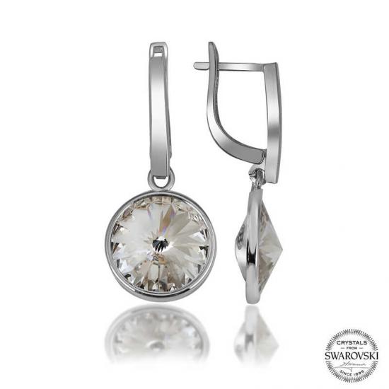 Silverlina Swarovski Crystal Taşlı Gümüş Beyaz Sallantılı Kadın Küpe