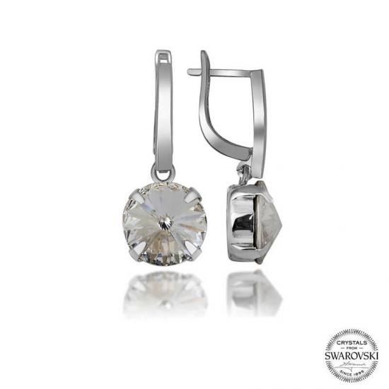 Silverlina Swarovski Crystal Taşlı Gümüş Beyaz Sallantılı Kadın Küpe