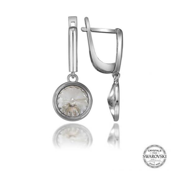 Silverlina Swarovski Crystal Taşlı Gümüş Beyaz Sallantılı Kadın Küpe