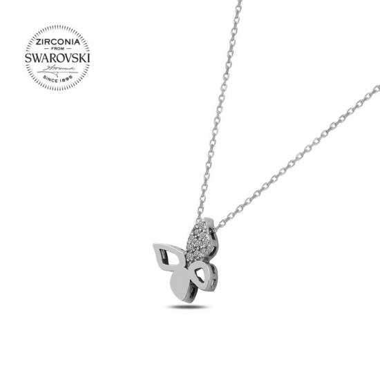 Silverlina Gümüş Swarovski Zirconia Taşlı Kelebek Kolye