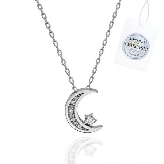 Silverlina Gümüş Swarovski Zirconia Taşlı Hilal & Yıldız Kolye