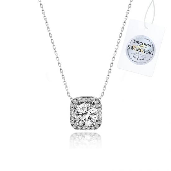 Silverlina Gümüş Swarovski Zirconia Taşlı Kare Kolye