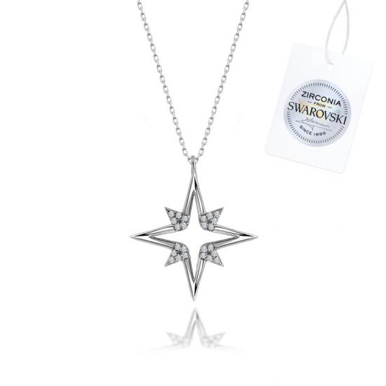 Silverlina Gümüş Swarovski Zirconia Taşlı Kutup Yıldızı Kolye