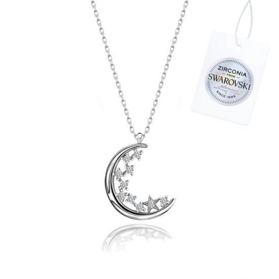 Silverlina Gümüş Swarovski Zirconia Taşlı Hilal & Yıldız Kolye