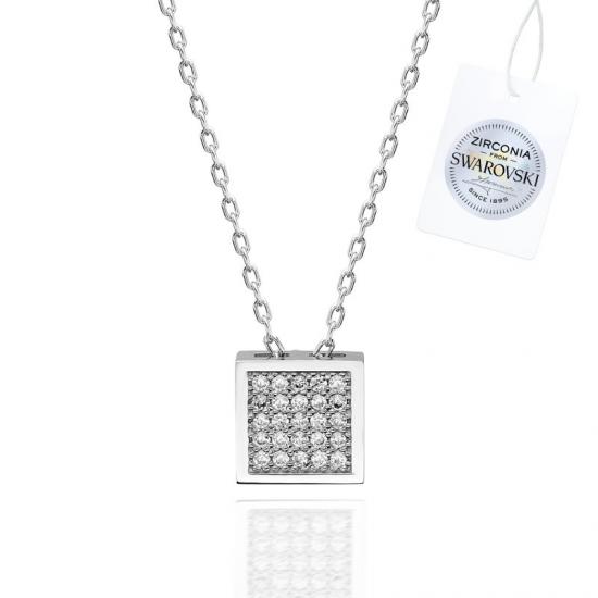 Silverlina Gümüş Swarovski Zirconia Taşlı Kare Kolye