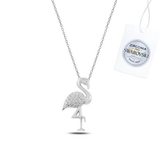 Silverlina Gümüş Swarovski Zirconia Taşlı Flamingo Kolye