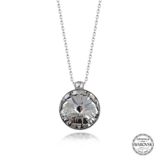 Silverlina Swarovski Crystal Taşlı Çerçeveli Gümüş Kadın Kolye