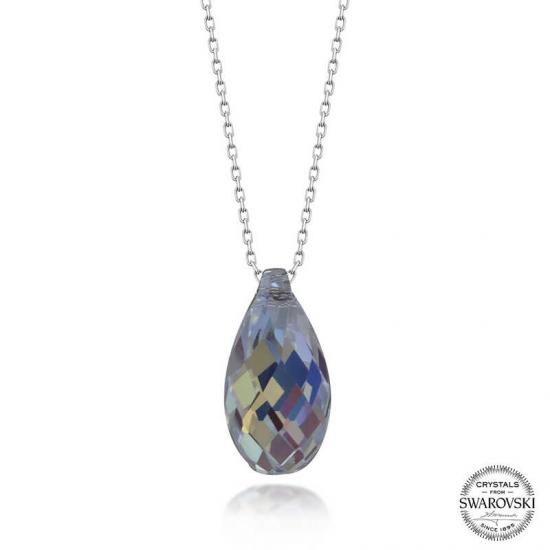 Silverlina Swarovski Crystal Taşlı Drop Kesim Gümüş Kadın Kolye