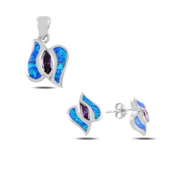 Silverlina Gümüş Opal & Zirkon Taşlı Set