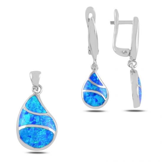 Silverlina Gümüş Opal Taşlı Set