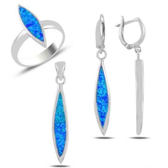 Silverlina Gümüş Opal Taşlı Set