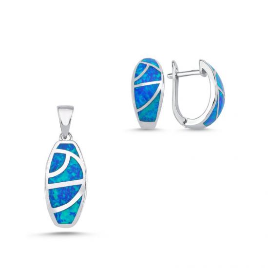 Silverlina Gümüş Opal Taşlı Set