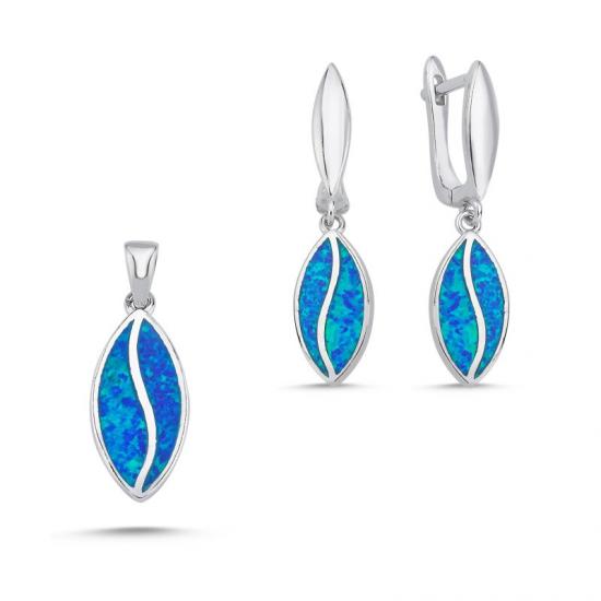 Silverlina Gümüş Opal Taşlı Set