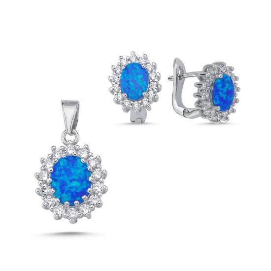 Silverlina Gümüş Opal & Zirkon Taşlı Set