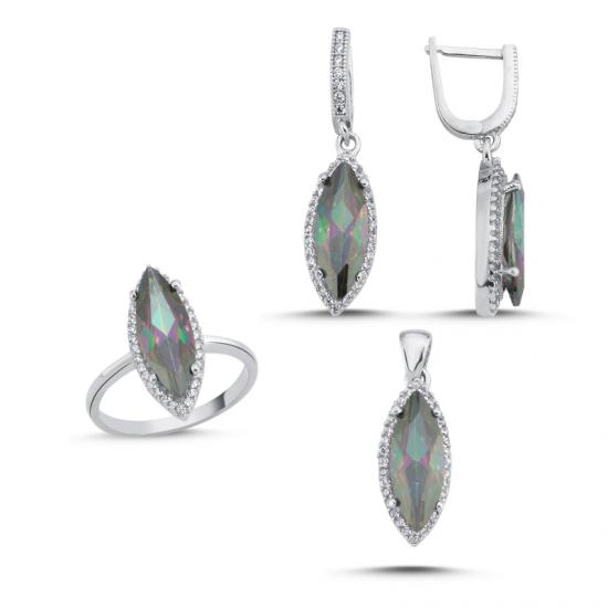 Silverlina Gümüş Mistik Topaz Zirkon Taşlı Set