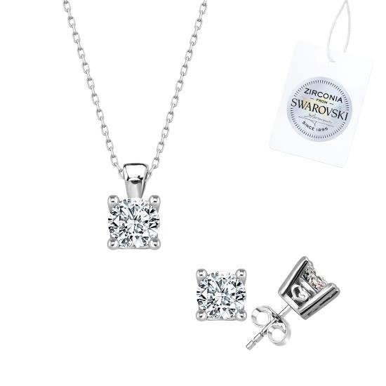 Silverlina Gümüş Swarovski Zirconia Taşlı Tektaş Set