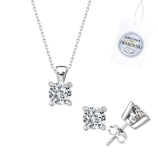 Silverlina Gümüş Swarovski Zirconia Taşlı Tektaş Set