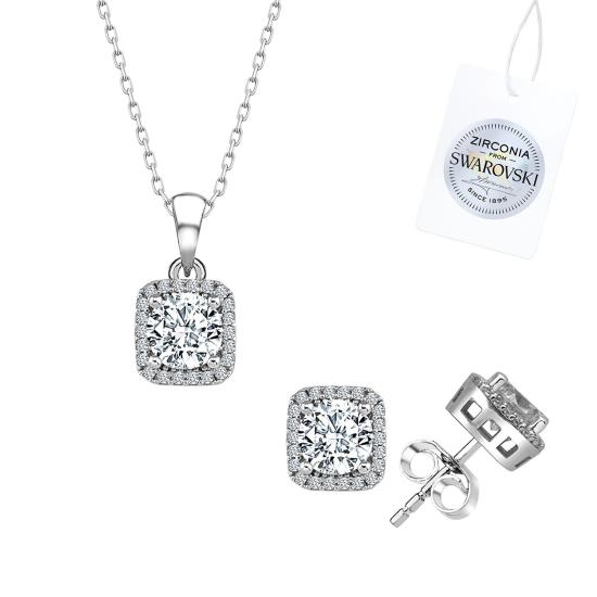 Silverlina Gümüş Swarovski Zirconia Taşlı Set