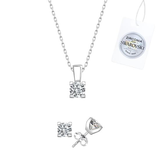 Silverlina Gümüş Swarovski Zirconia Taşlı Tektaş Set