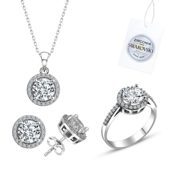 Silverlina Gümüş Swarovski Zirconia Taşlı Set