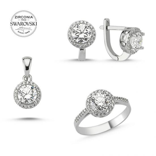 Silverlina Gümüş Swarovski Zirconia Taşlı Set