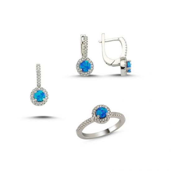 Silverlina Gümüş Zirkon Taşlı Opal Set