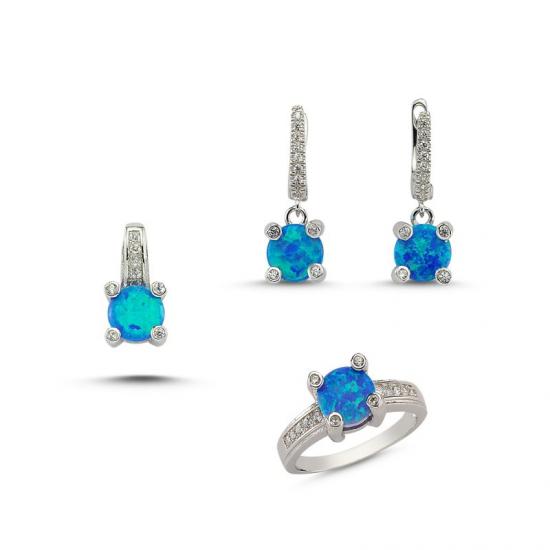 Silverlina Gümüş Zirkon Taşlı Opal Set