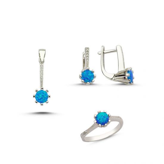 Silverlina Gümüş Opal Taşlı Set