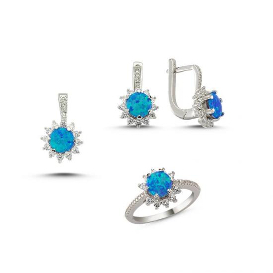 Silverlina Gümüş Zirkon Taşlı Opal Set