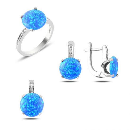 Silverlina Gümüş Opal Taşlı Set