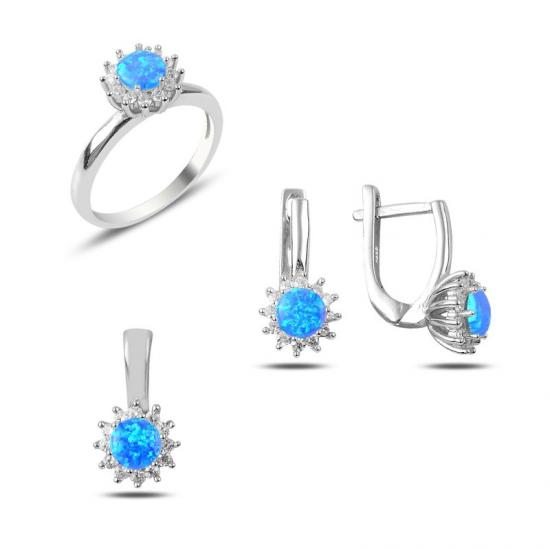 Silverlina Gümüş Opal & Zirkon Taşlı Set