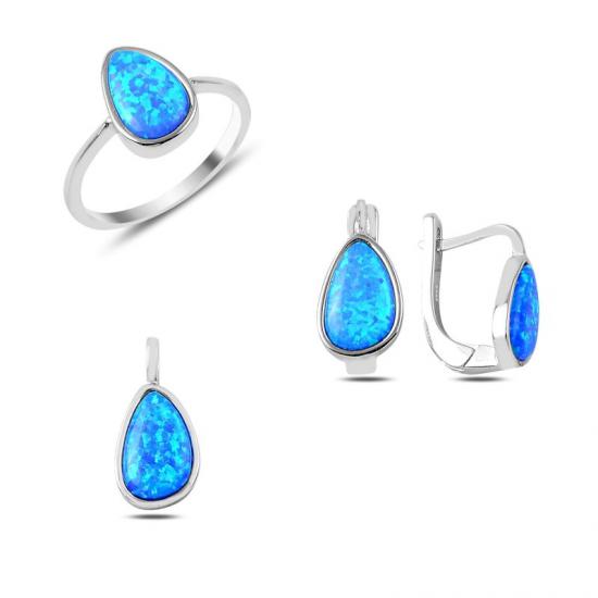 Silverlina Gümüş Opal Taşlı Set