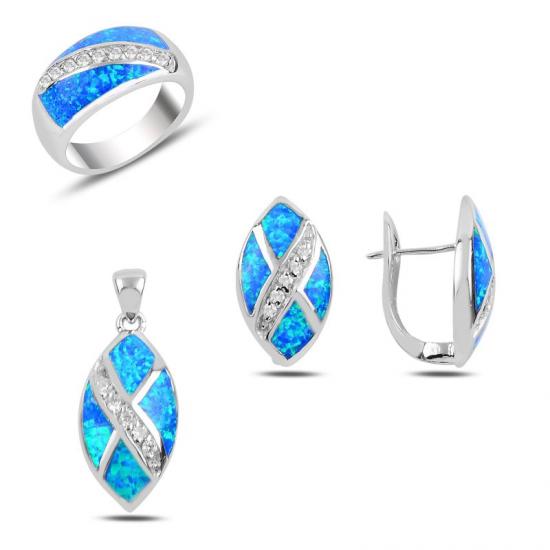 Silverlina Gümüş Opal & Zirkon Taşlı Set